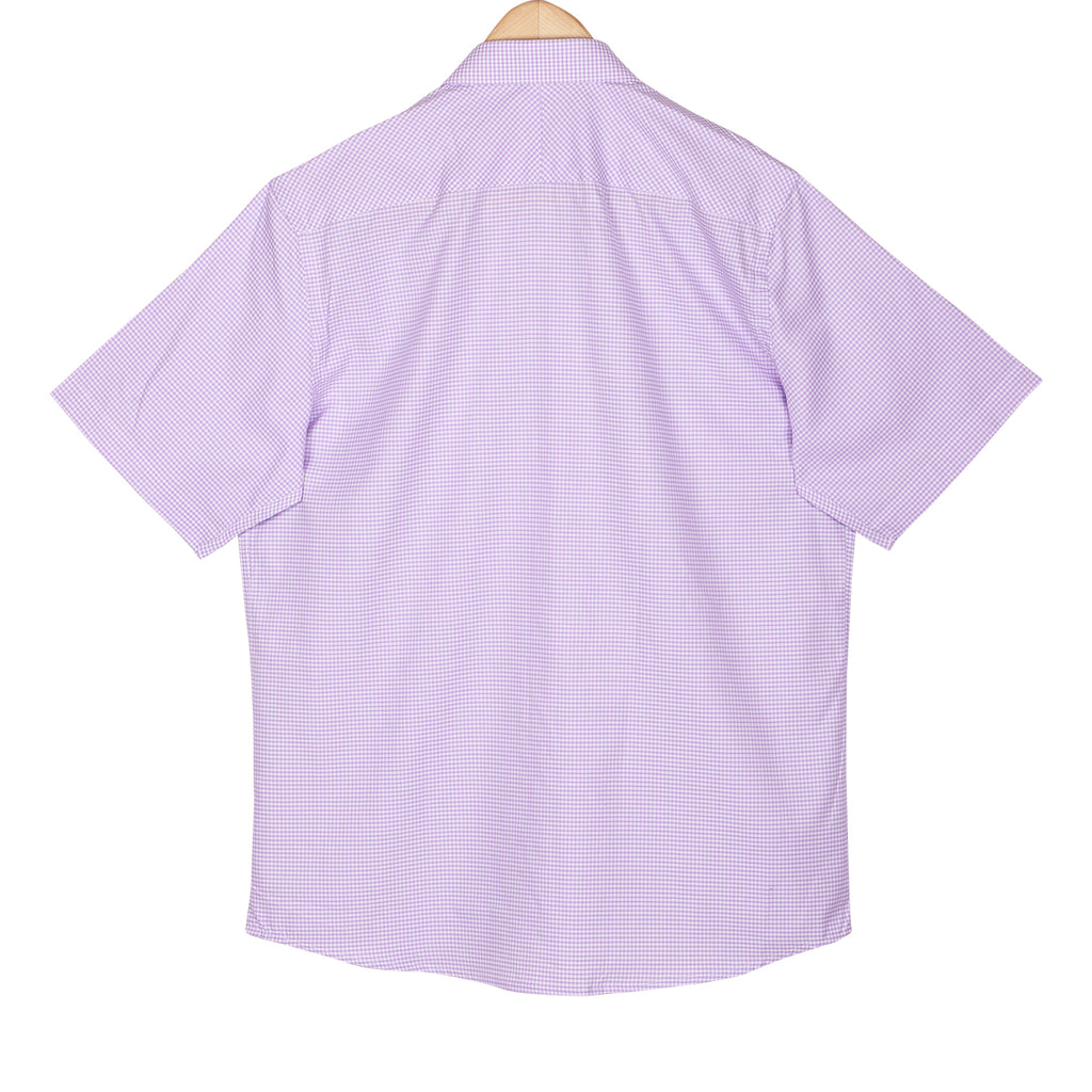 Luthai Lilac Checks Half Sleeve 2 Ply Giza Cotton Shirt