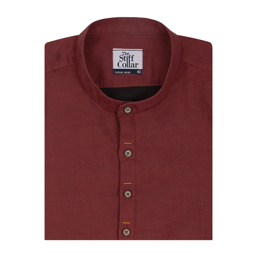 Red Cotton Linen Full Sleeve Premium Kurta Shirt