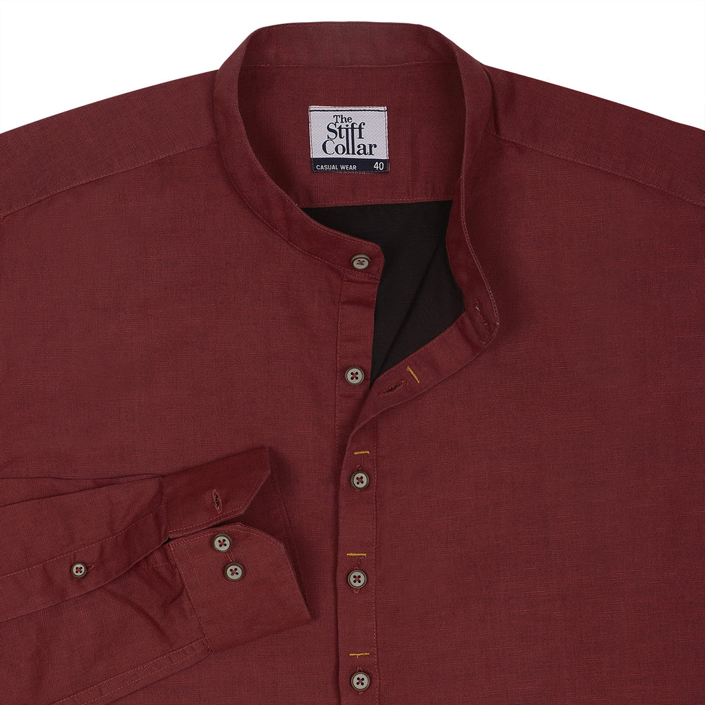 Red Cotton Linen Full Sleeve Premium Kurta Shirt