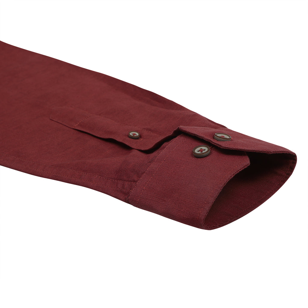 Red Cotton Linen Full Sleeve Premium Kurta Shirt