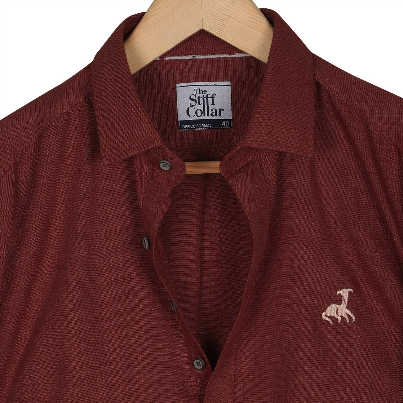 Brick Red Linen Blend Full Sleeve Premium Kurta Shirt