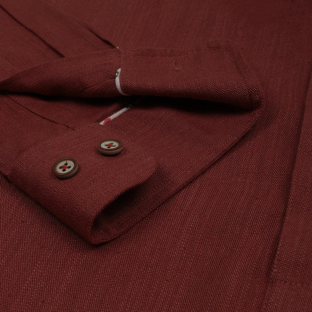 Brick Red Linen Blend Full Sleeve Premium Kurta Shirt