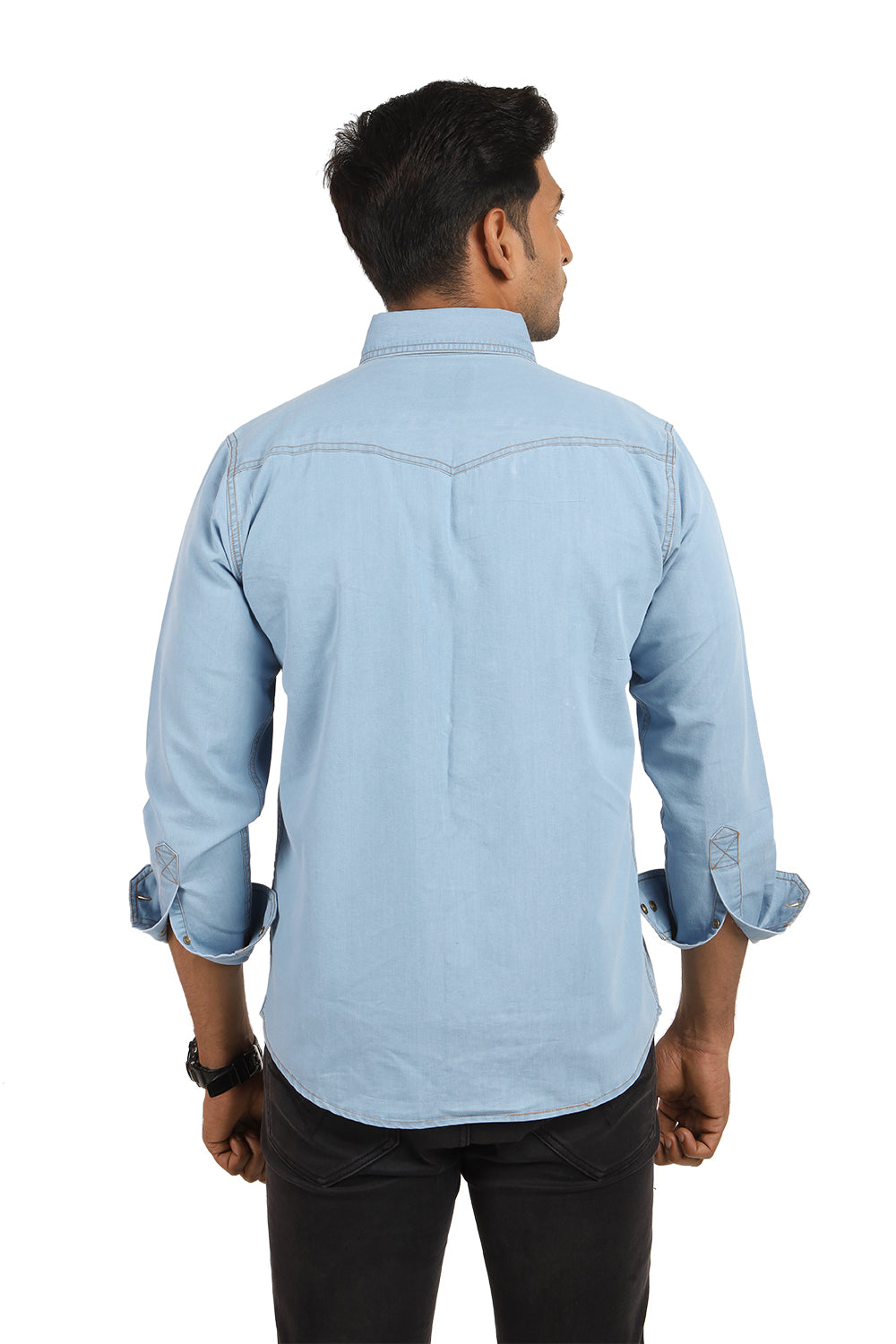 Button-Down Collared Neck Denim Shirt