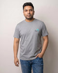 Soft Enzyme Washed Stone Grey Round Neck Cotton T-shirt