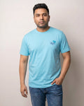 Soft Enzyme Washed Turquoise Blue Round Neck Cotton T-shirt