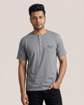 Stone Grey Soft Cotton Henley T-shirt