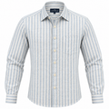 Ocean Blue Striped Regular Fit Cotton Casual Shirt