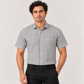 Ash Grey Striped Regular Fit Half Sleeve Cotton Casual Shirt