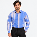 Milano Blue Stripe Regular Fit Lightweight Cotton Casual Shirt