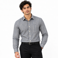 Urban Slate Grey Striped Regular Fit Lightweight Cotton Casual Shirt