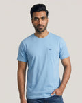 Tropical Blue Round Neck Premium Washed T-shirt