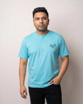 Turquoise Blue Soft Cotton Henley T-shirt