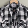 White Black Check Light-weighted Washed Button Down Casual Shirt