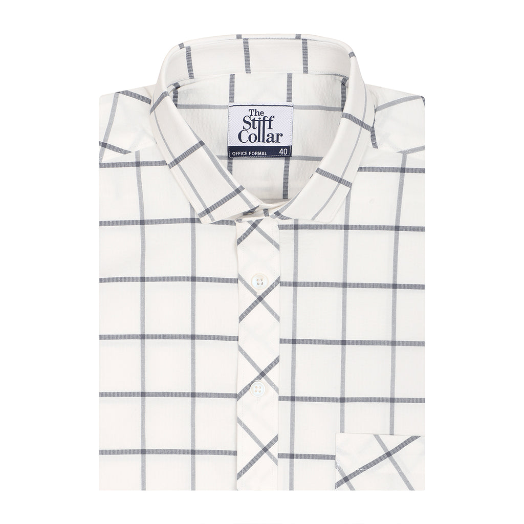 Off White Big Check Half Sleeves Shirt