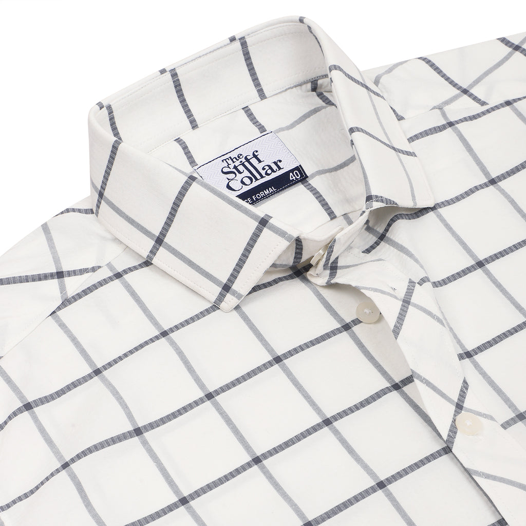 Off White Big Check Half Sleeves Shirt