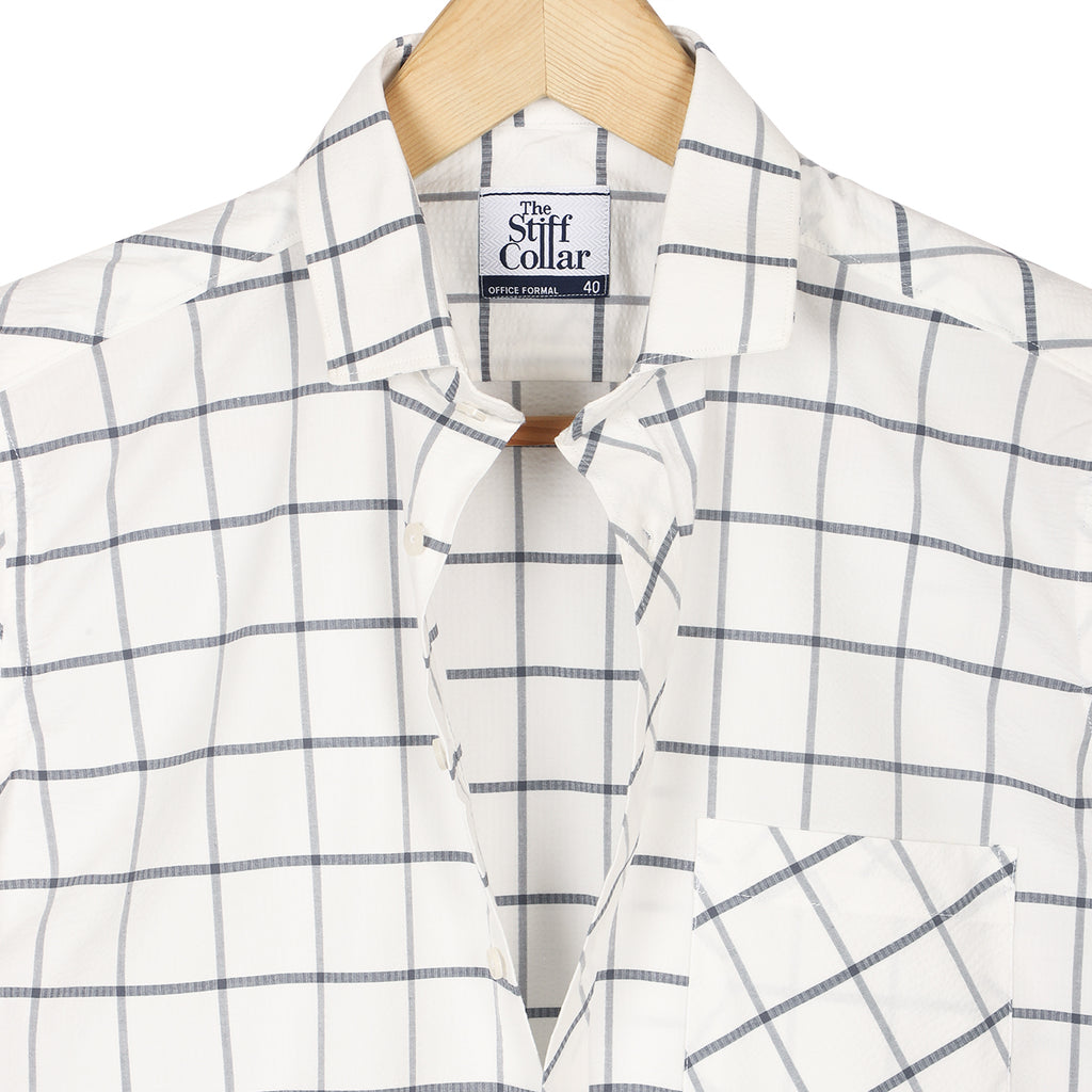 Off White Big Check Half Sleeves Shirt