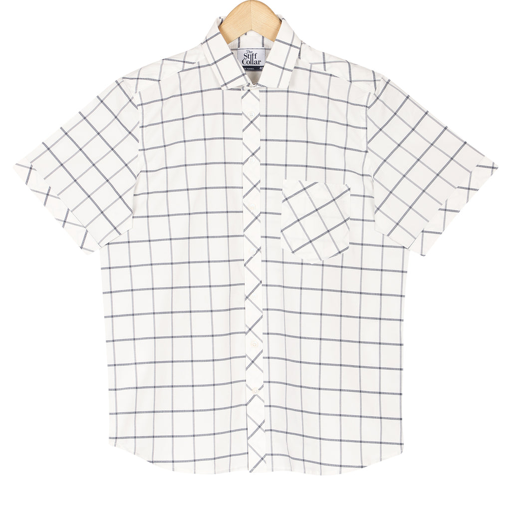 Off White Big Check Half Sleeves Shirt