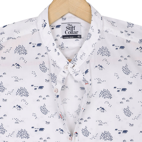 Navy Mandarin Collar Premium T-shirt