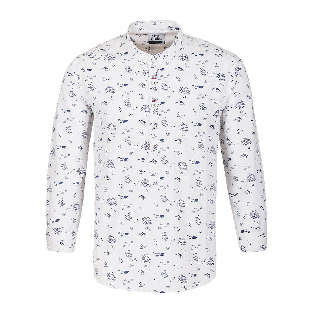 Snow White Print Cotton Full Sleeve Premium Kurta Shirt
