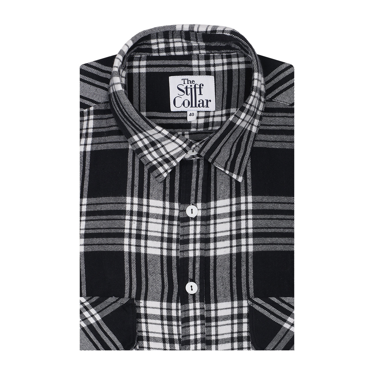 Black White Plaid Check Flannel Regular Fit Shirt – Thestiffcollar.com