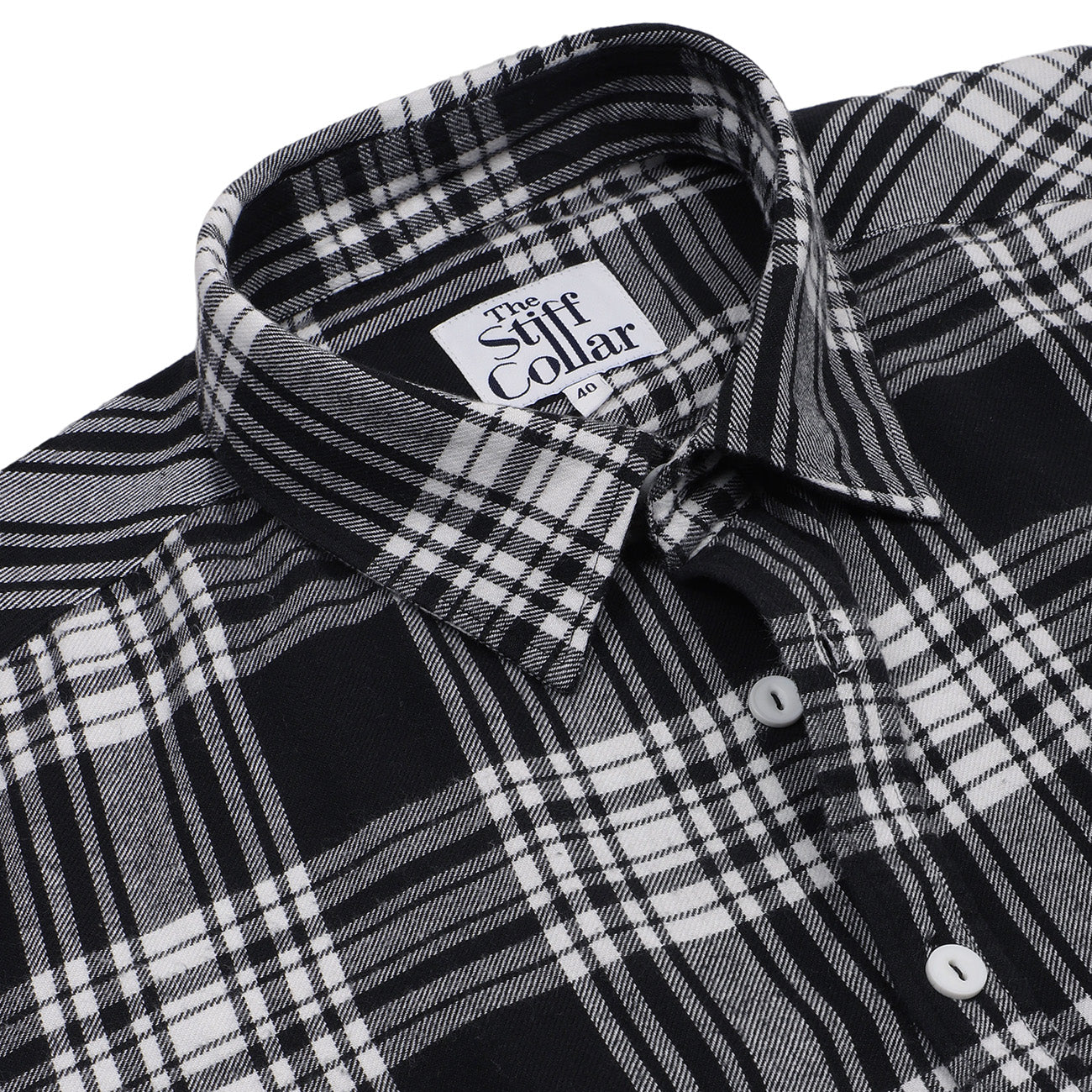 Black White Plaid Check Flannel Regular Fit Shirt – Thestiffcollar.com