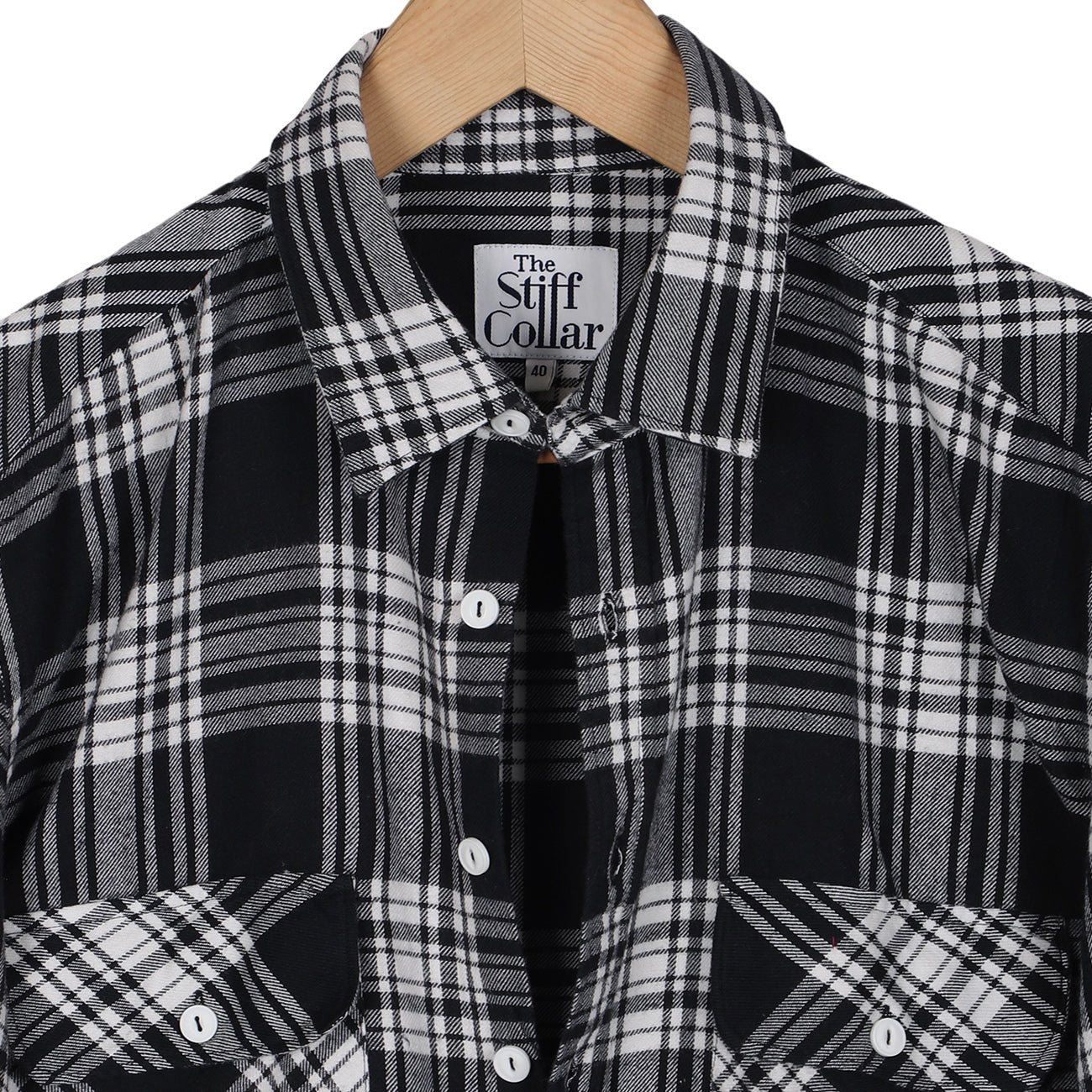 Black White Plaid Check Flannel Regular Fit Shirt – Thestiffcollar.com