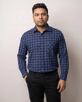 Westcott Navy Check Flannel Regular Fit Casual Shirt