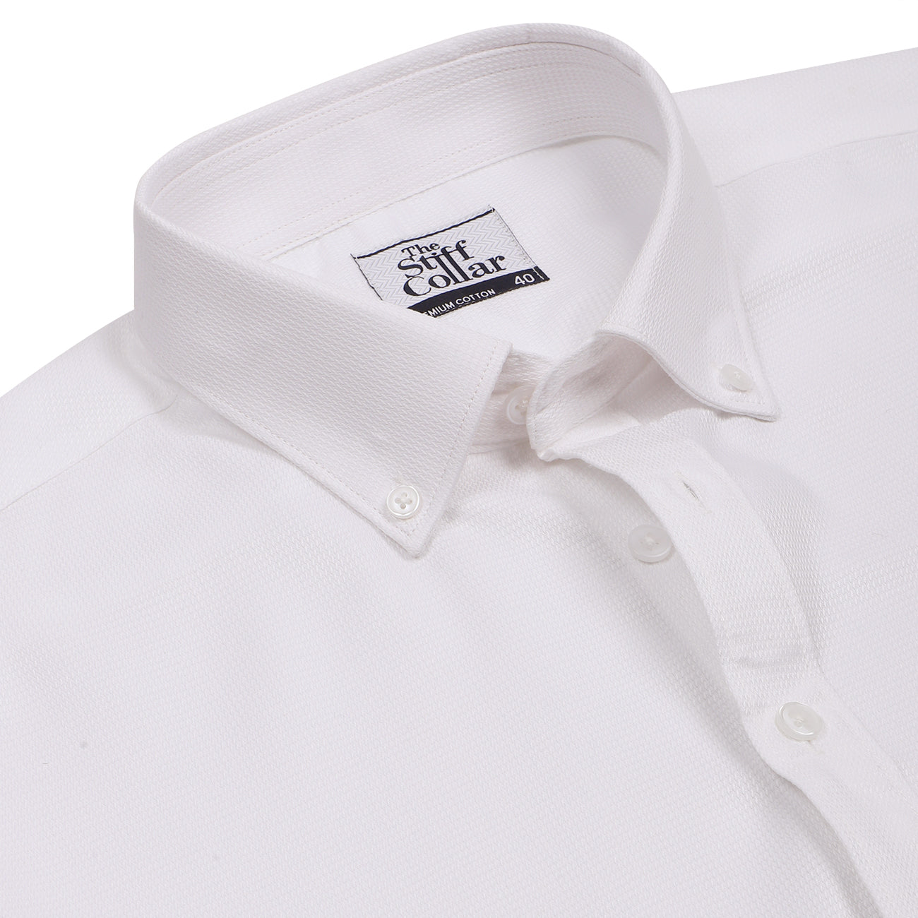 Luthai Madrid White Dobby Button Down 2 Ply Premium Giza Cotton Shirt