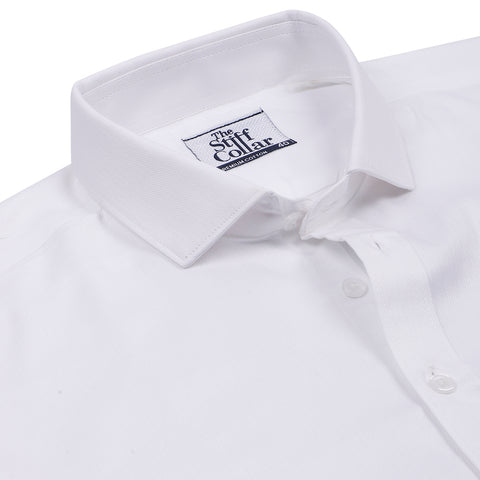 Luthai Pebble White Twill Button Down 2 Ply Giza Cotton Shirt