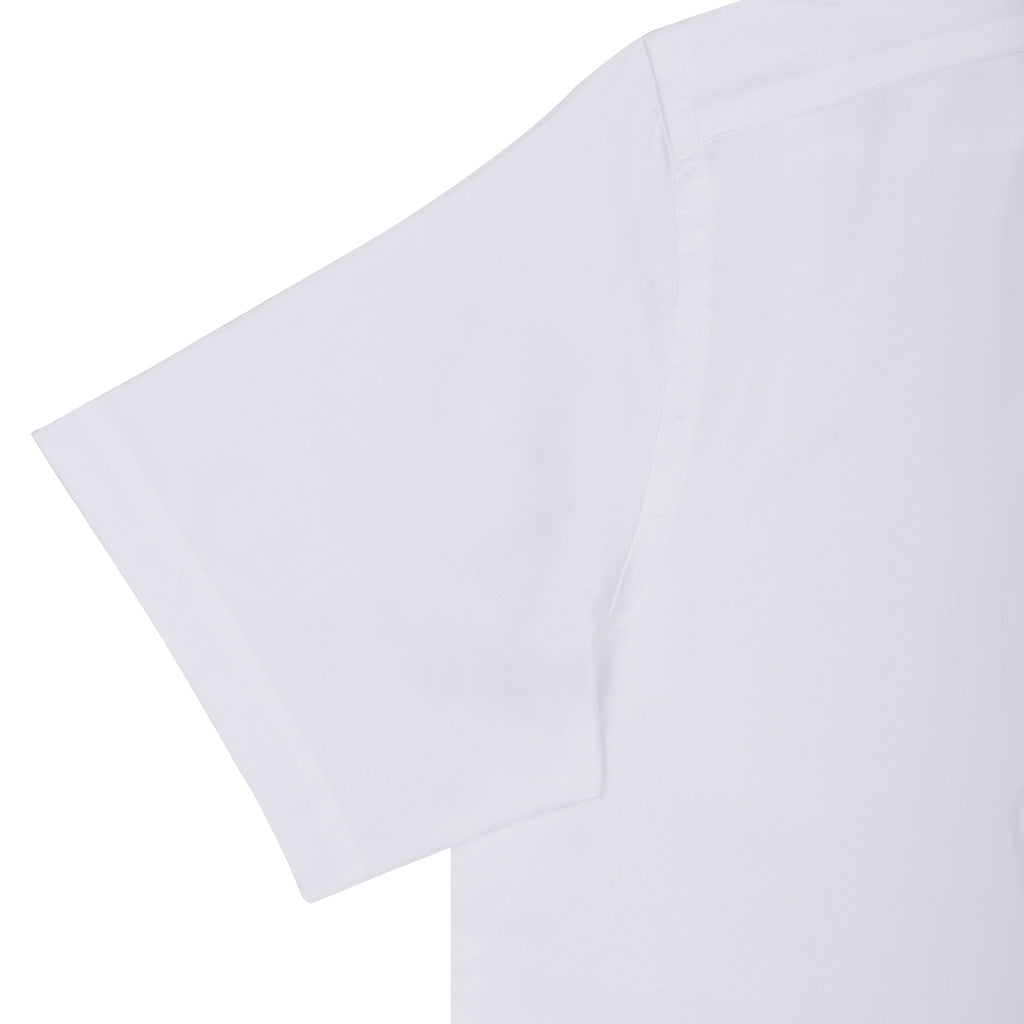 Luthai Admiral White Herringbone Half Sleeve 2 Ply Giza Cotton Shirt ...