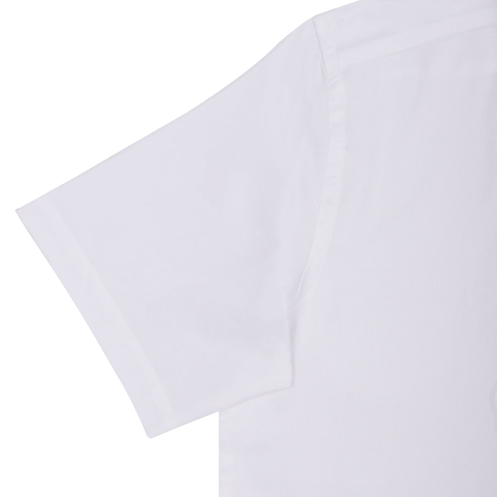 Luthai Admiral White Herringbone Half Sleeve 2 Ply Giza Cotton Shirt