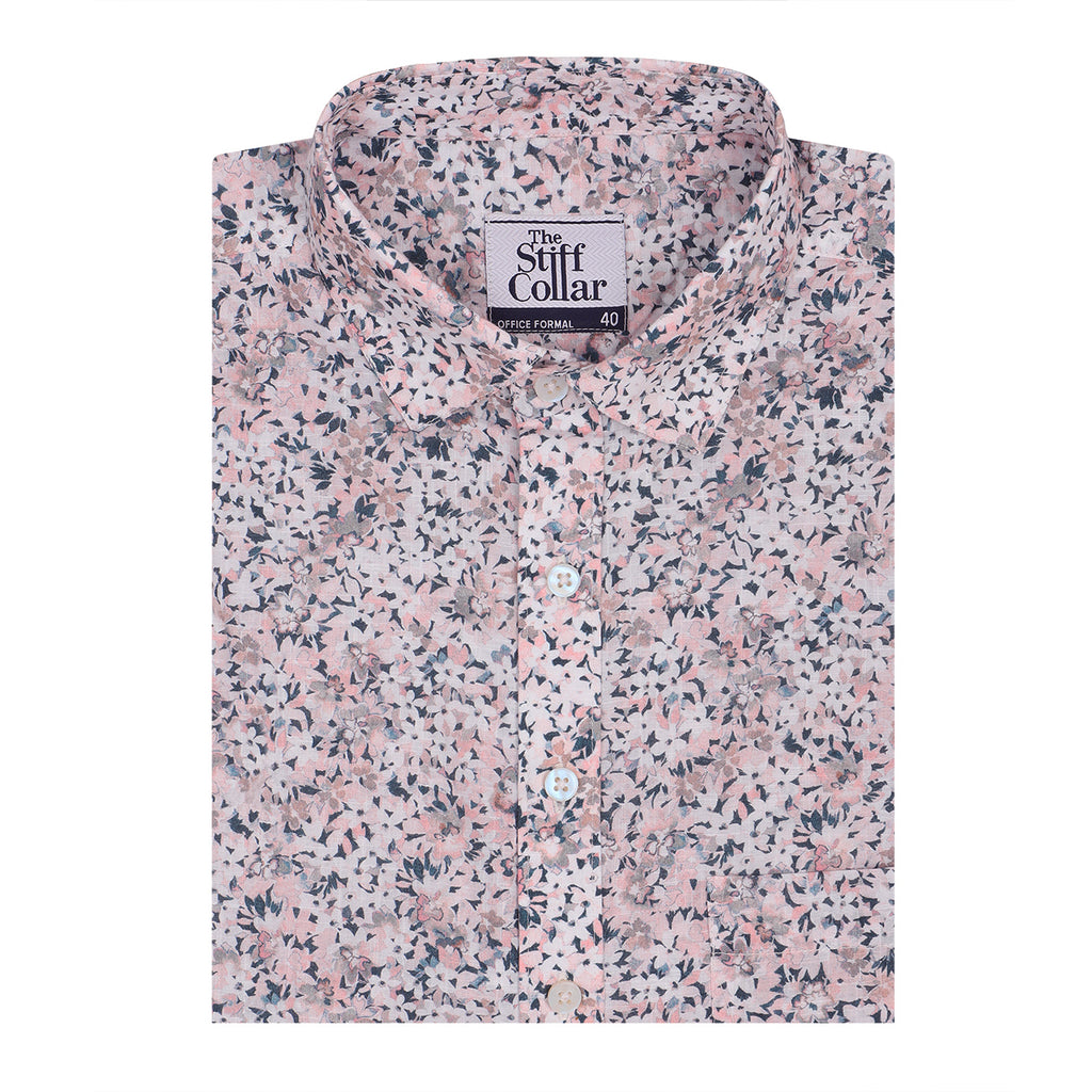 Coastline White Print Lightweight Poplin Half Sleeves Beach Shirt