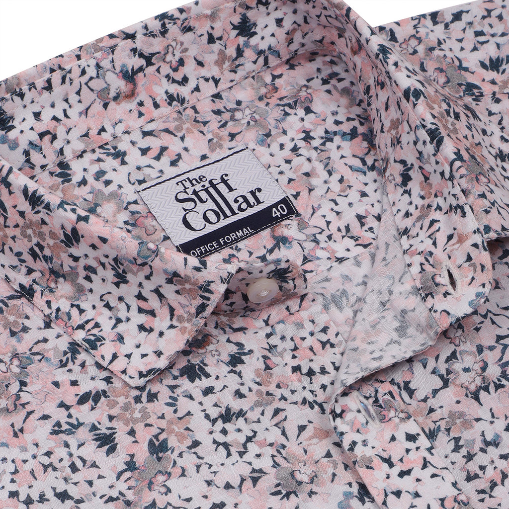 Coastline White Print Lightweight Poplin Half Sleeves Beach Shirt