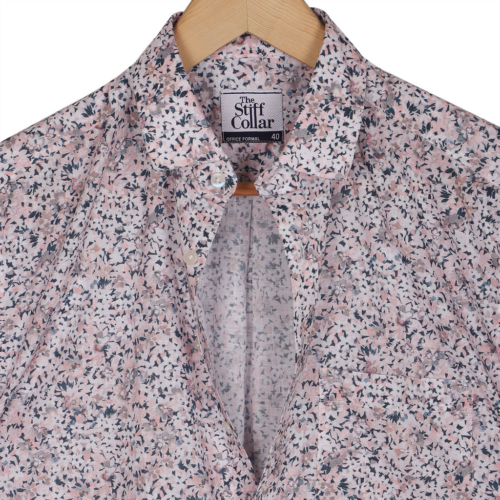 Coastline White Print Lightweight Poplin Half Sleeves Beach Shirt