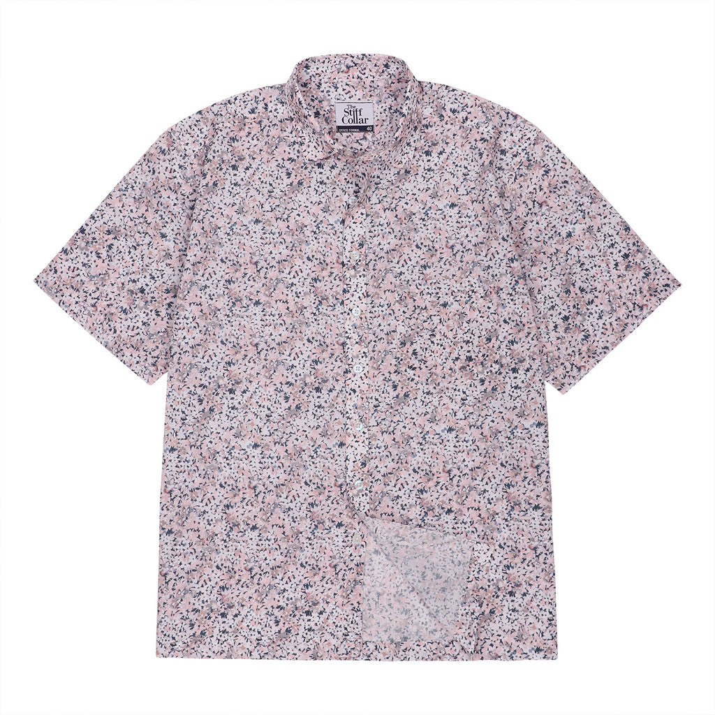 Coastline White Print Lightweight Poplin Half Sleeves Beach Shirt