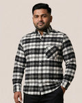 White Black Check Flannel Button Down Casual Shirt