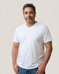 Winter White V-Neck Premium Cotton T-shirt