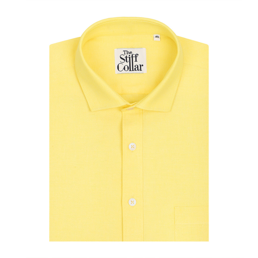 Lemon Yellow Oxford Regular Fit Cotton Shirt – Thestiffcollar.com