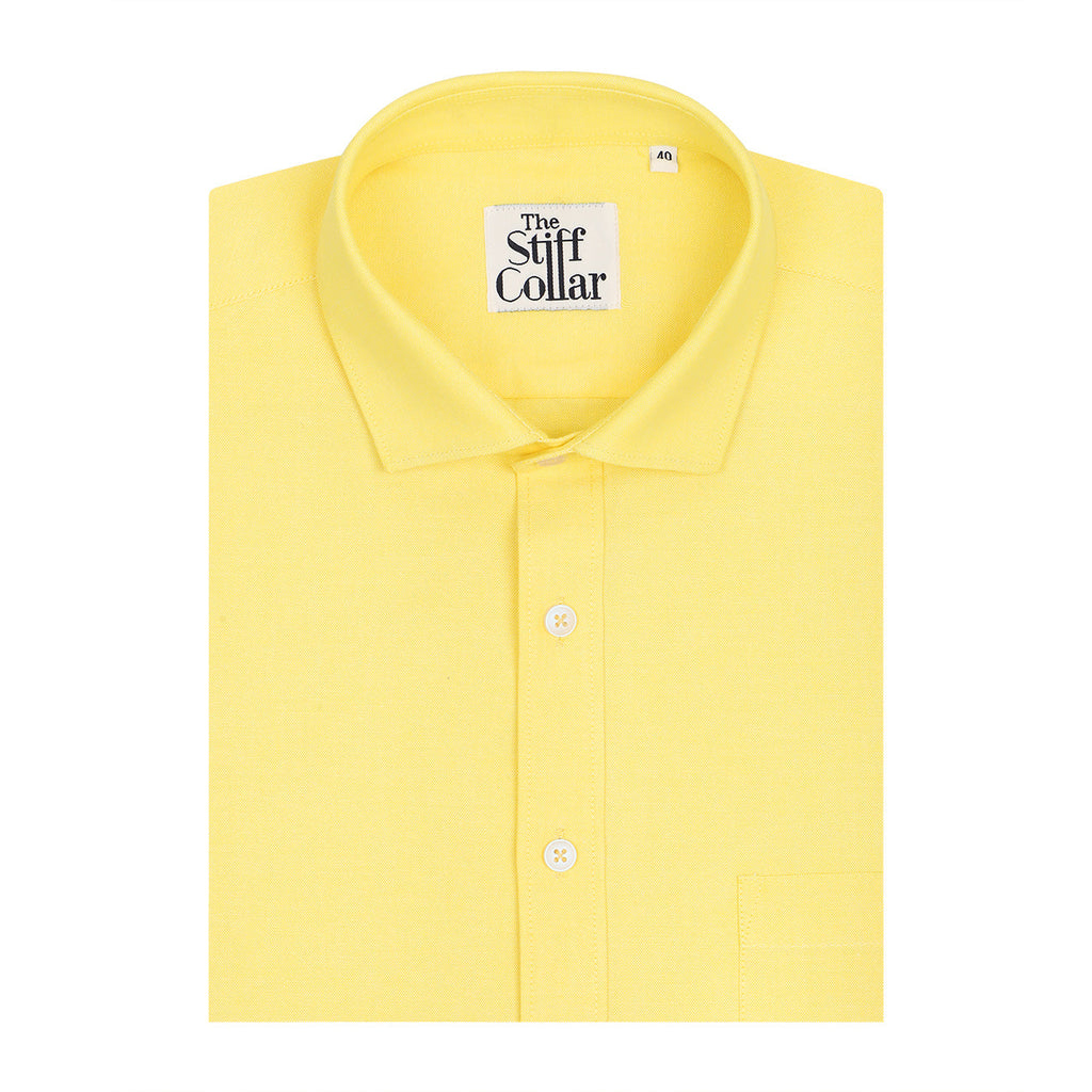 Lemon Yellow Oxford Half Sleeves Cotton Shirt