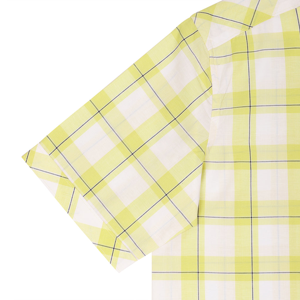 Yellow White Big Checks Half Sleeves Shirt