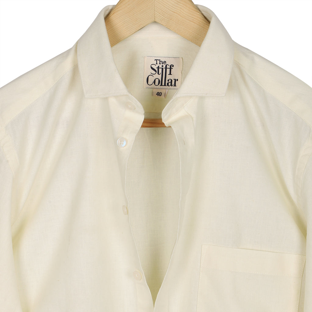 Pastel Yellow linen Regular Fit Full Sleeves Cotton Shirt