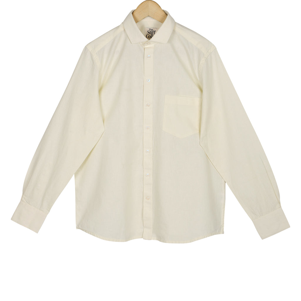 Pastel Yellow linen Regular Fit Full Sleeves Cotton Shirt