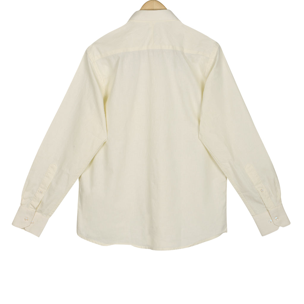 Pastel Yellow linen Regular Fit Full Sleeves Cotton Shirt