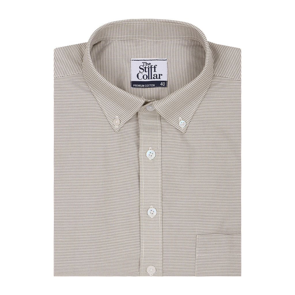 Light Apricot Houndstooth Button Down Executive Shirt