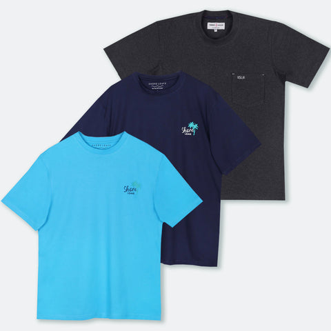 Round neck Premium Cotton T-shirt Combo Pack Of 3 (White, Blue, Black)