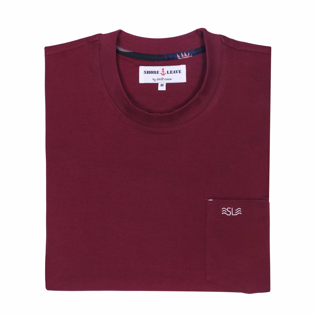 Burgundy Round Neck Premium Cotton T-shirt