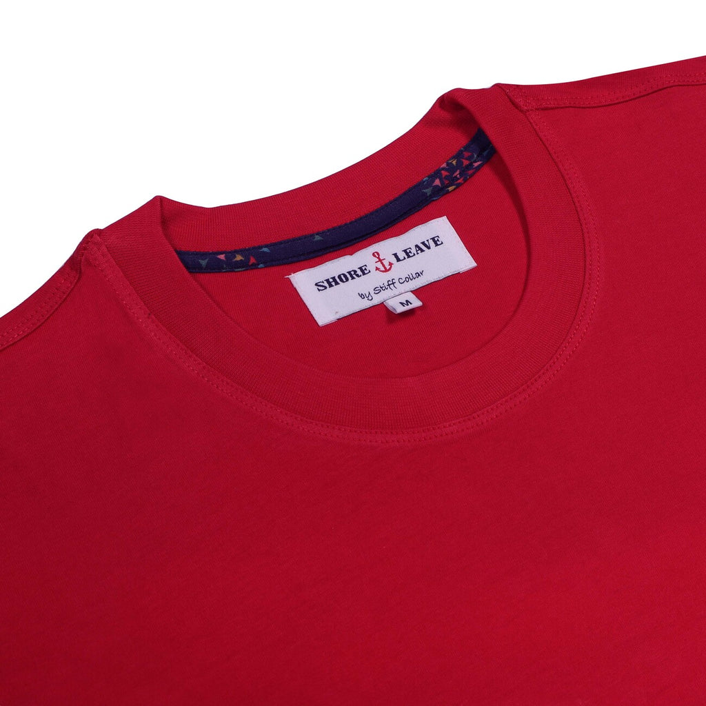 Bright Red Round Neck Cotton T Shirt