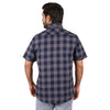 Grey Navy Chess Check Half Sleeves Shirt