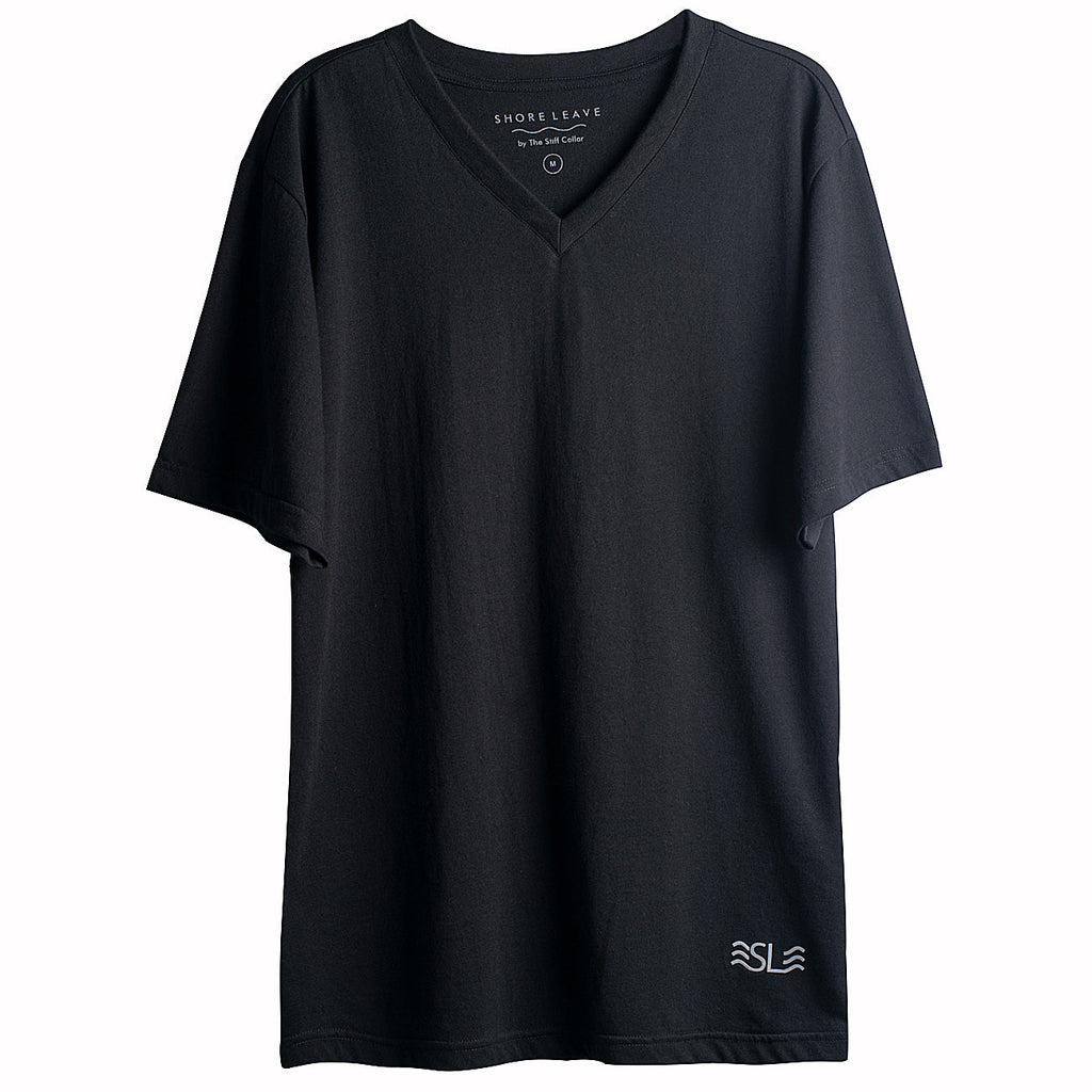 Enzyme Washed Jade Black V-Neck T-shirt