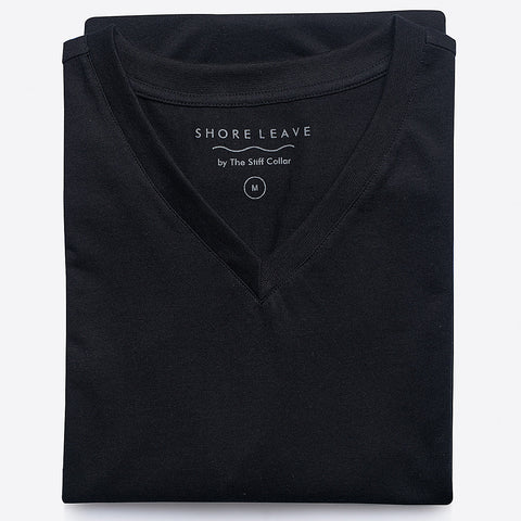 Shore Leave Midnight Navy V-Neck Premium Cotton T-shirt